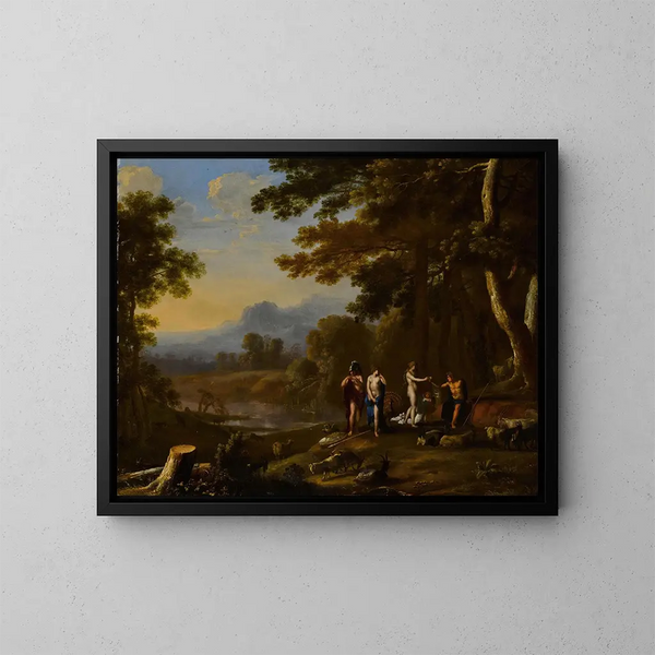 Il Giudizio di Paride - Herman van Swanevelt — quadro incorniciato alla parete