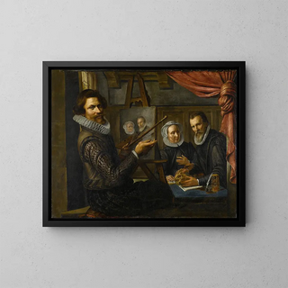 Herman van Vollenhoven - The Painter in his Studio Painting the Portrait of a Married Couple.webp
