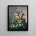 Cesto di fiori con frutta vicino a un ceppo d'albero - Hermania Neergaard — quadro incorniciato alla parete