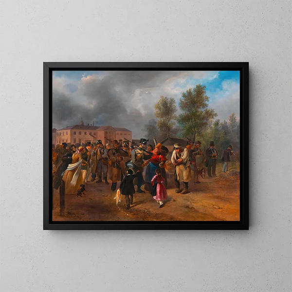 Partenza dei volontari viennesi nel 1849 - Hermann Kowalski — quadro incorniciato alla parete