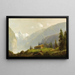 Paesaggio Alpino con Chalet di Montagna - Hermann Ottomar Herzog — quadro incorniciato alla parete