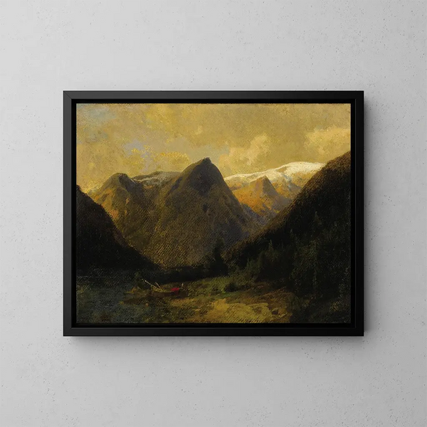 Canoë au bord de l'eau - Hermann Ottomar Herzog — quadro incorniciato alla parete