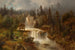 Figures devant un moulin dans un paysage fluviale montano alle cascate del mulino - Hermann Ottomar Herzog — vista dell’opera