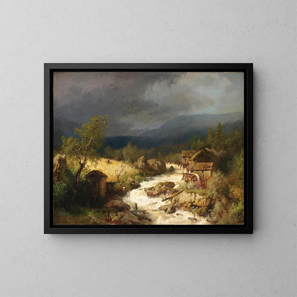 Moulin sur un torrent - Hermann Ottomar Herzog — quadro incorniciato alla parete