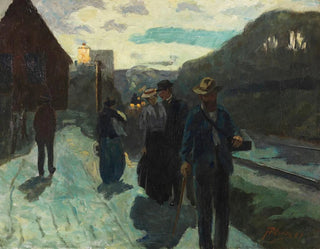 Hermann Pleuer - Stuttgarter Westbahnhof in der Abenddmmerung.webp
