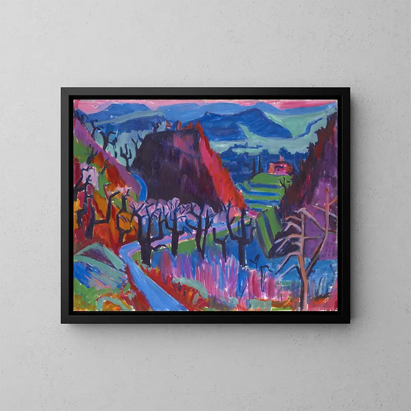Paesaggio con castagni - Hermann Scherer — quadro incorniciato alla parete