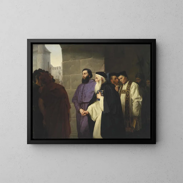 Hugh Latimer e Nicholas Ridley in viaggio verso il rogo - Hermann Schweder — quadro incorniciato alla parete