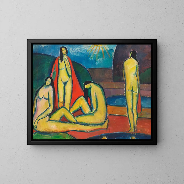 Donne nude che si bagnano - Hermann Stenner — quadro incorniciato alla parete