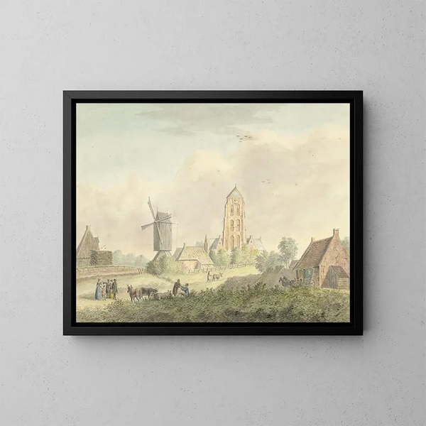 Chiesa del villaggio di Westkapelle in Zelanda - Hermanus Petrus Schouten — quadro incorniciato alla parete
