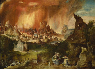 Herri met de Bles - Fire of Sodom Lot with his daughters.webp