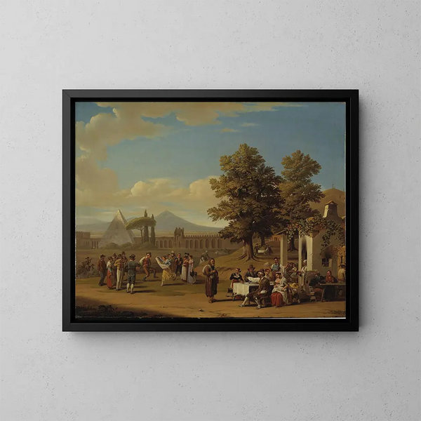 Festa della raccolta italiana a Monte Testaccio vicino a Roma - Hjalmar Mörner — quadro incorniciato alla parete