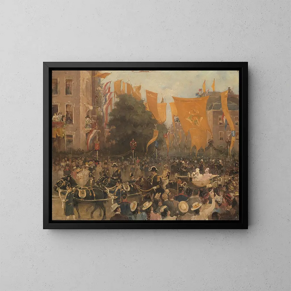 L'ingresso della regina Wilhelmine ad Amsterdam nel 1898 - Hobbe Smith — quadro incorniciato alla parete