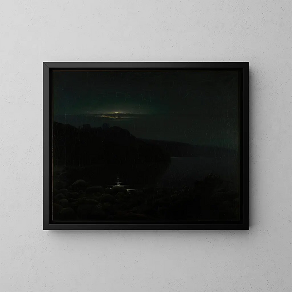 Hammershus al chiaro di luna - Holger Drachmann — quadro incorniciato alla parete