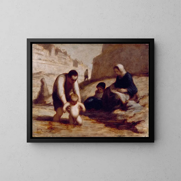 Il primo bagno - Honoré Daumier — quadro incorniciato alla parete