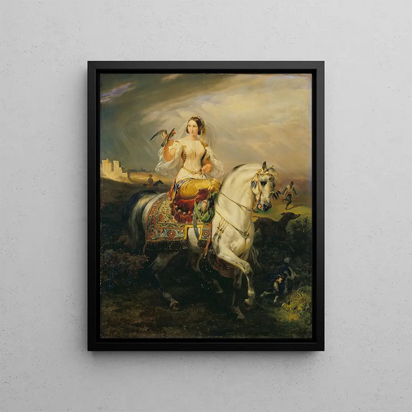 Una donna algerina Hawking - Horace Vernet — quadro incorniciato alla parete