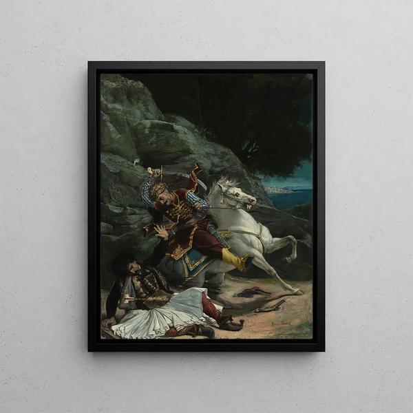 Combattimento di un Greco e di un Turco - Horace Vernet — quadro incorniciato alla parete