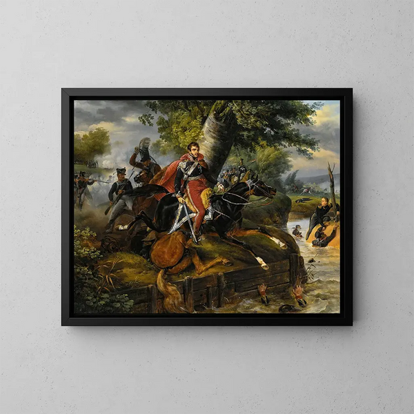Morte del principe Poniatowski il 19 ottobre 1813 - Horace Vernet — quadro incorniciato alla parete
