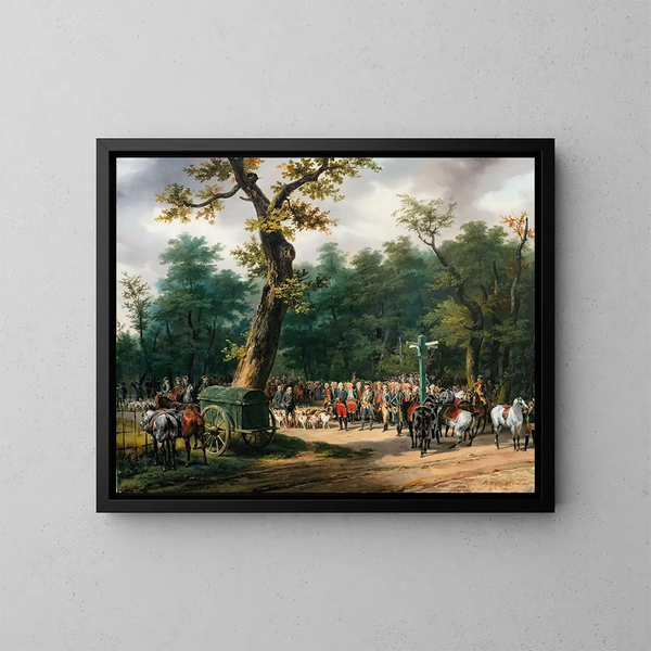 La dernière chasse di Luigi XVI a Fontainebleau - Horace Vernet — quadro incorniciato alla parete