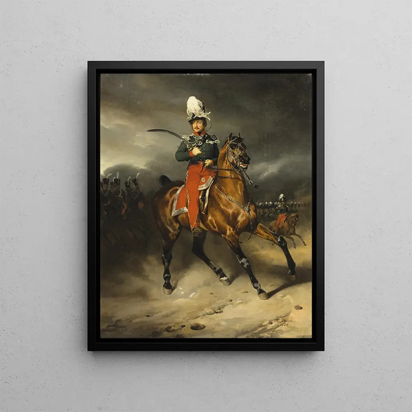 Ritratto di Jean Georges Schickler, comandante della squadriglia cantonale di Basilea - Horace Vernet — quadro incorniciato alla parete
