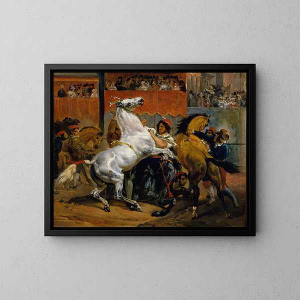 La partenza della corsa di cavalli senza fantino - Horace Vernet — quadro incorniciato alla parete