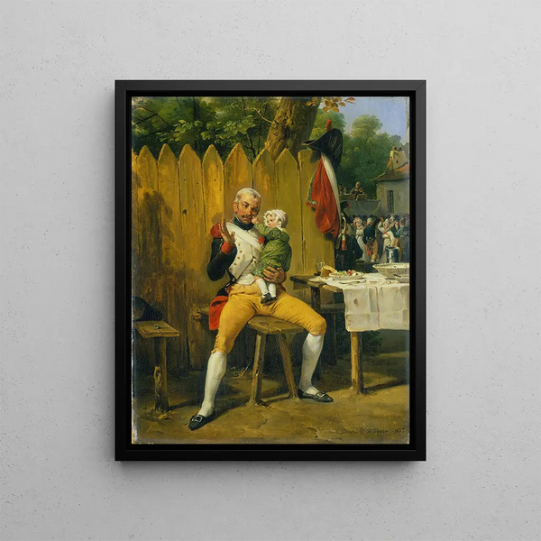 Il veterano a casa - Horace Vernet — quadro incorniciato alla parete
