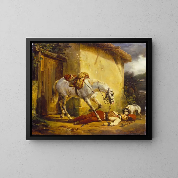 Il trombettista ferito - Horace Vernet — quadro incorniciato alla parete