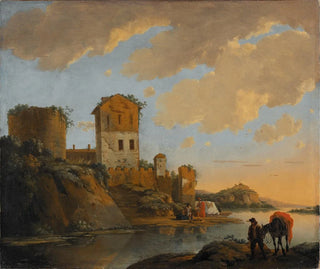 Horatius de Hooch - Italian River Landscape with Ruins.webp