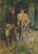 Uomo e donna in un giardino - Howard Chandler Christy — vista dell’opera