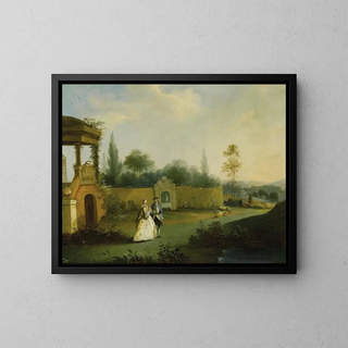Nel giardino - Hubert François Gravelot — quadro incorniciato alla parete