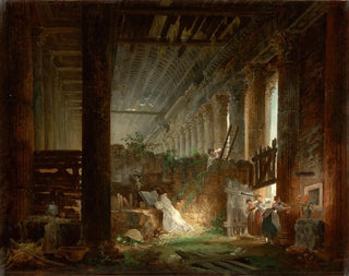 Hubert Robert - A Hermit Praying in the Ruins of a Roman Temple.webp