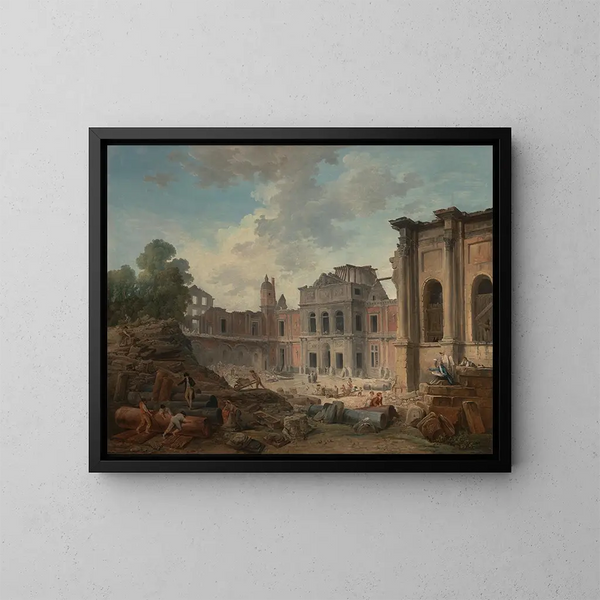 Demolizione del castello di Meudon - Hubert Robert — quadro incorniciato alla parete