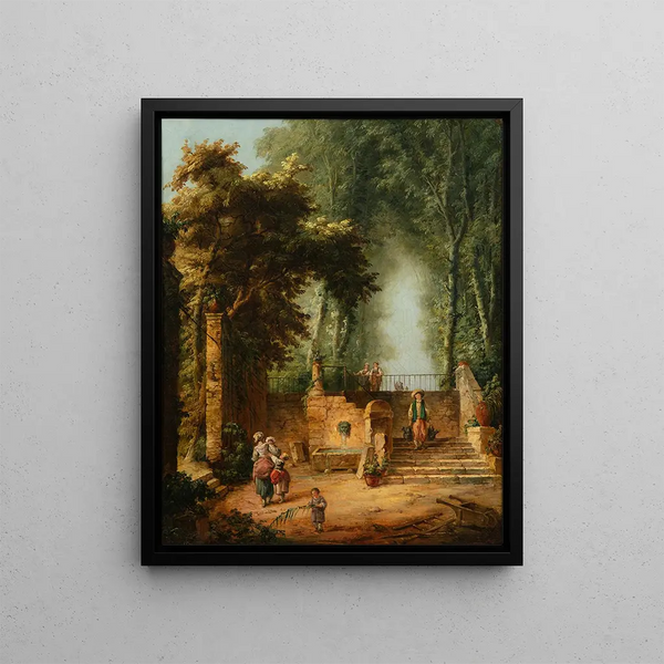 Fontana in un parco - Hubert Robert — quadro incorniciato alla parete