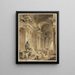 Galleria a colonne arcuate con statua antica seduta - Hubert Robert — quadro incorniciato alla parete