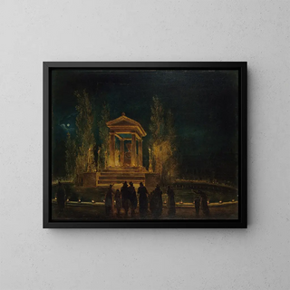 Hubert Robert - Le Mausole provisoire de JeanJacques Rousseau sur le bassin des Tuileries avant la translation de ses cendres au Panthon Nuit du 10 au 11 octobre 1794.webp