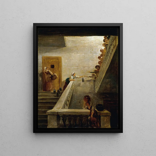 Le Ravitaillement des prisonniers à la prison de Saint - Lazare - Hubert Robert — quadro incorniciato alla parete