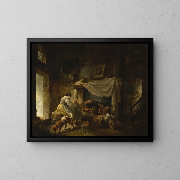 Cucina rustica in rovina - Hubert Robert — quadro incorniciato alla parete