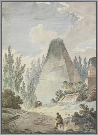 Hubert Robert - Pyramide mit abgebrochener Spitze in antiker Trmmerlandschaft.webp