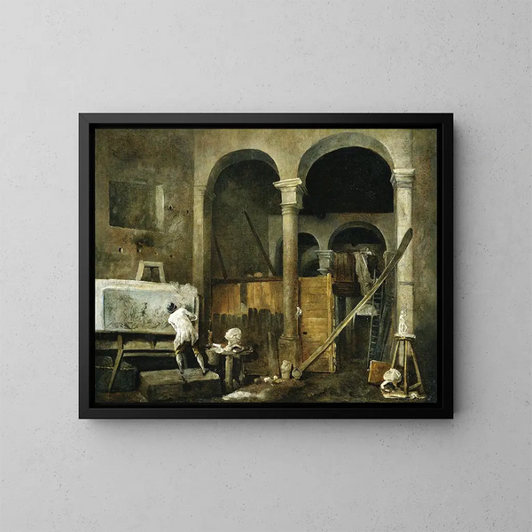 L'Atelier de l'artiste - Hubert Robert — quadro incorniciato alla parete