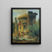 Lavandières al fiume sotto un tempio circolare in rovina - Hubert Robert — quadro incorniciato alla parete
