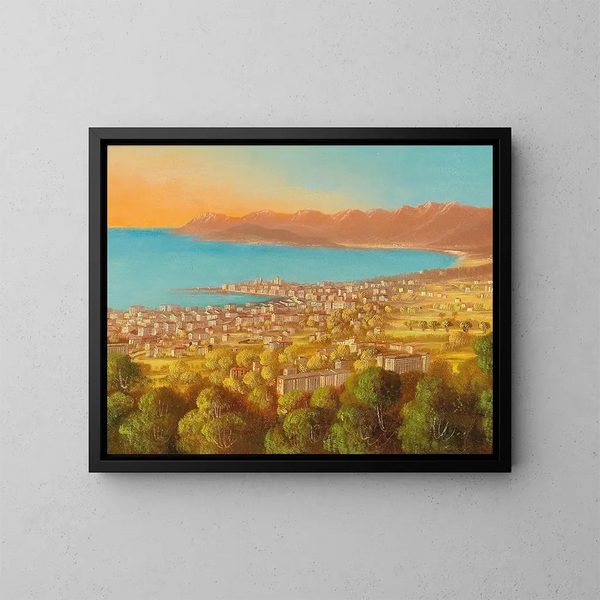 Vista di Cannes - Hubert Sattler — quadro incorniciato alla parete