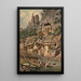 Vue de l'église rocheuse et des ruines du château à Idar-Oberstein - Hubert Sattler — quadro incorniciato alla parete