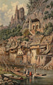 Vue de l'église rocheuse et des ruines du château à Idar-Oberstein - Hubert Sattler — vista dell’opera