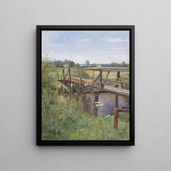 Paesaggio estivo con ponte - Hugo Darnaut — quadro incorniciato alla parete