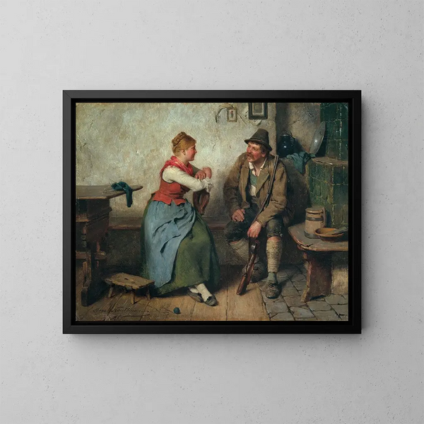 Ora di conversazione - Hugo Kauffmann — quadro incorniciato alla parete
