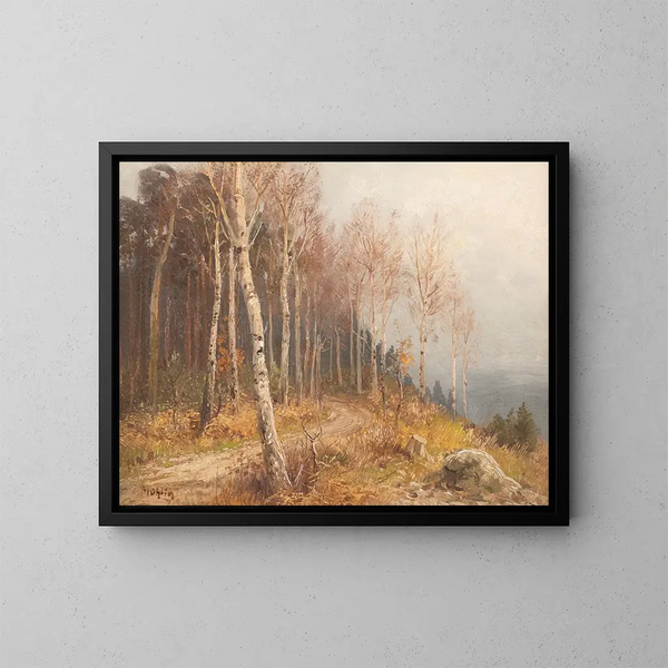 Foresta di betulle - Hugo Mühlig — quadro incorniciato alla parete