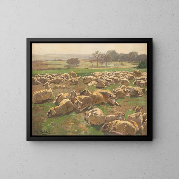 Moutons - Hugo Mühlig — quadro incorniciato alla parete