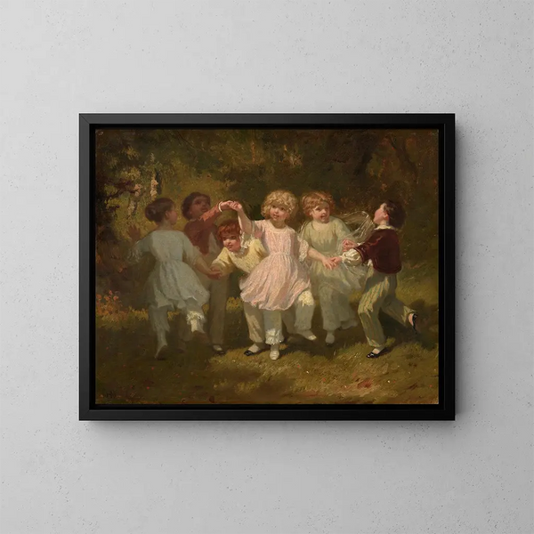 Bambini che giocano in un parco - Hugues Merle — quadro incorniciato alla parete