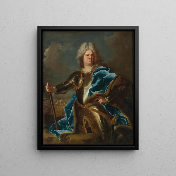 Ritratto di un uomo tradizionalmente chiamato Claude Louis Hector Duc de Villars - Hyacinthe Rigaud — quadro incorniciato alla parete