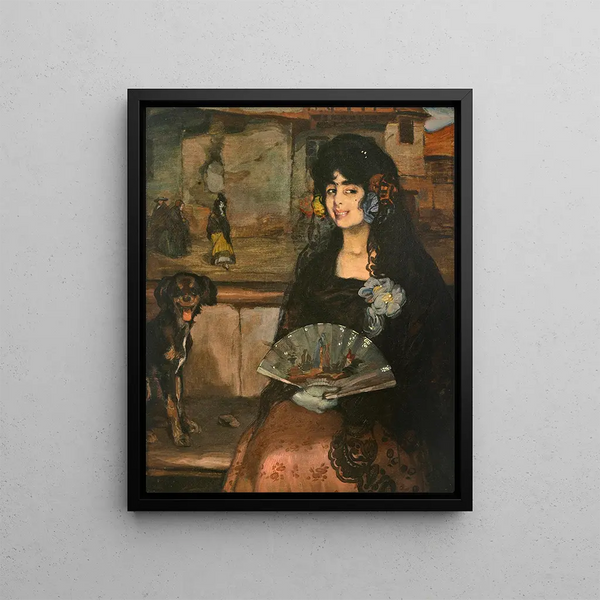 Gitane con guanti e un cane - Ignacio Zuloaga — quadro incorniciato alla parete