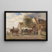 Cavalli di traino sul fiume - Ignaz Ellminger — quadro incorniciato alla parete